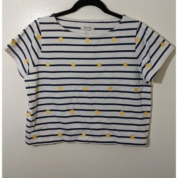 Madewell Embroidered Sun Setlist Boxy Top in Stripe Size XS - Picture 2 of 6